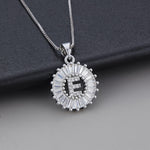 White Gold Initial Letter Zirconia Necklace