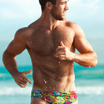 Mens Swimwear Printed Summer Swim Briefs