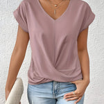 MEIKA™ – Classic Twist Detail V-Neck Top