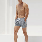 Mens Quick Dry Striped Print Surf Board Short