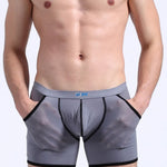 3 Pack Men's Long Leg Boxer Briefs Made of Ultra-Thin Ice Silk with Anti-Wear Elastic