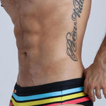 Mens Quick-drying Stripes Swim Briefs