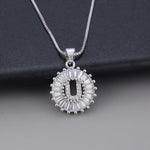 White Gold Initial Letter Zirconia Necklace
