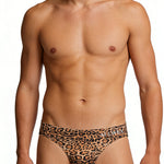 4 Pack Men's Seamless Leopard Print Low-Rise & Quick-Dry Thongs