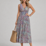 Marisela | Sleeveless Paisley Print Midi Dress