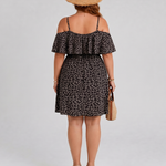Novom | Cold Shoulder Ruffle Overlay Knee Length Dress