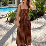 Sorien | Strapless Polka Dot Pattern Midi Dress