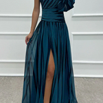 Shiloh - Elegant Striped Maxi Dress with One Shoulder