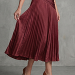 Theodora | Pleated Waistline Stripe Midi Dress