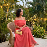 June | Off Shoulder Draped Midi Dress