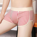 4 Pack Men's Striped Pure Cotton Breathable Loose-Fit Comfortable Trunks