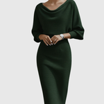 Genesis | White Draped Batwing Midi Dress