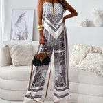 Helen | Vacation Ready Stylish Lace-Up Vest & Pants Two-Piece Set Dress