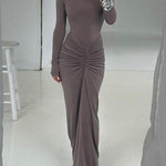 BETTY™ - Classy Ruched Long Sleeve Mock Bodycon Maxi Dress