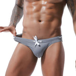 Mens U Convex Pouch Drawstring Solid Swimming Briefs