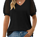 RHINA™ - Sheer Sleeve V-Neck Top