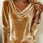 Elora | Luxurious Velvet Drape-Neck Top