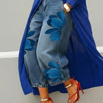 Elysia - Linen Shirt Dress and Floral Jeans