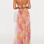 Sydnee | Painted Floral Print V-Neck Maxi Dress