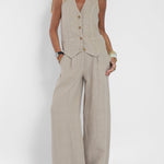 Cristina | Buttoned Vest and Wide-Leg Pants Set