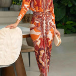 Elaina | Sun Escape Unique Print Dolman Midi Dress