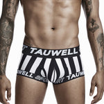 Mens Striped Support Pouch Boxer Briefs With Fly