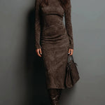 Meredith | High Collar and Long Sleeve Dress