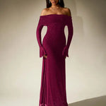 ANDREA™ - Women's Off-The-Shoulder Ruched Contrast Sequin Bodycon Dress