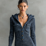 Tracy | Slim-fit Hooded Knitted Maxi Dress