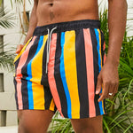 Men's Multicolor Stripe Leisure Swim Shorts
