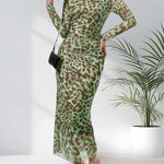 ALIANNA™ - Elegant Leopard Print Ruched Bodycon Dress for Parties