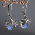 Vintage Moonstone Dragonfly Earrings