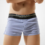 Mens 100% Cotton Striped Loose Home Boxer Shorts