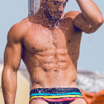 Mens Quick-drying Stripes Swim Briefs