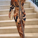 Elaina | Sun Escape Unique Print Dolman Midi Dress