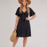 Silum | Short Flutter Sleeve Flared Skirt Mini Dress