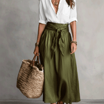 Soelie - Elegant Boho Blouse and Satin Skirt Set