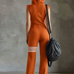 Giada - Retro Sports Jumpsuit with Hood and Stripes