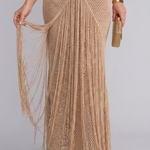 Zephyra | Halter Neck Crochet Fringe Detail Maxi Dress