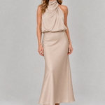 Natalie | Draped Neck Midi Dress