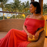 June | Off Shoulder Draped Midi Dress
