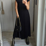 Sophia - Elegant Spliced Pleated Maxi Dress