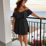 Novom | Cold Shoulder Ruffle Overlay Knee Length Dress