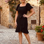 Ruosa | Short Puff Sleeve Side Tie Detail Mini Dress