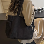 Evi– Ribbed Tote Bag with Cord Detail