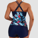 Tankini Swimsuits Tummy Control Two Piece Blouson Bathing Suit