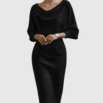 Genesis | White Draped Batwing Midi Dress