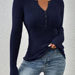 SHASHA™ - Elegant Chic Slim Fit Long Sleeve Round Neck Tops