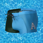 Men's Anti-Odor Bold Prints Stretch Fit Color-Blocked Swim Trunks