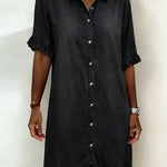 Belinda| Comfortable denim dress with flattering ruching